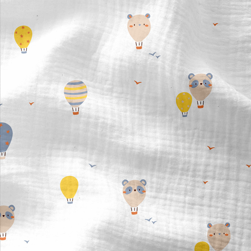 Printed Double Gauze ALAIN White / Yellow